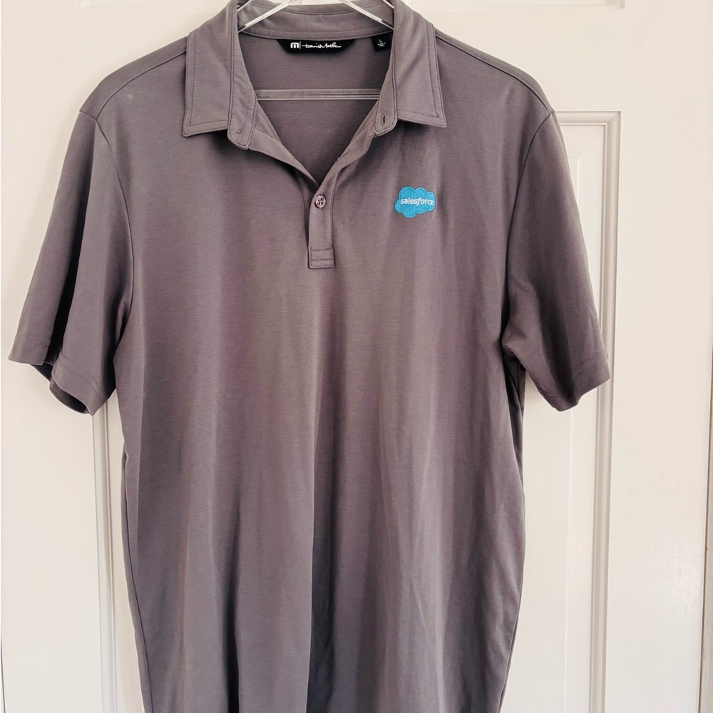 Travis Matthews Men's Gray Golf Polo Shirt with Logo Size: L